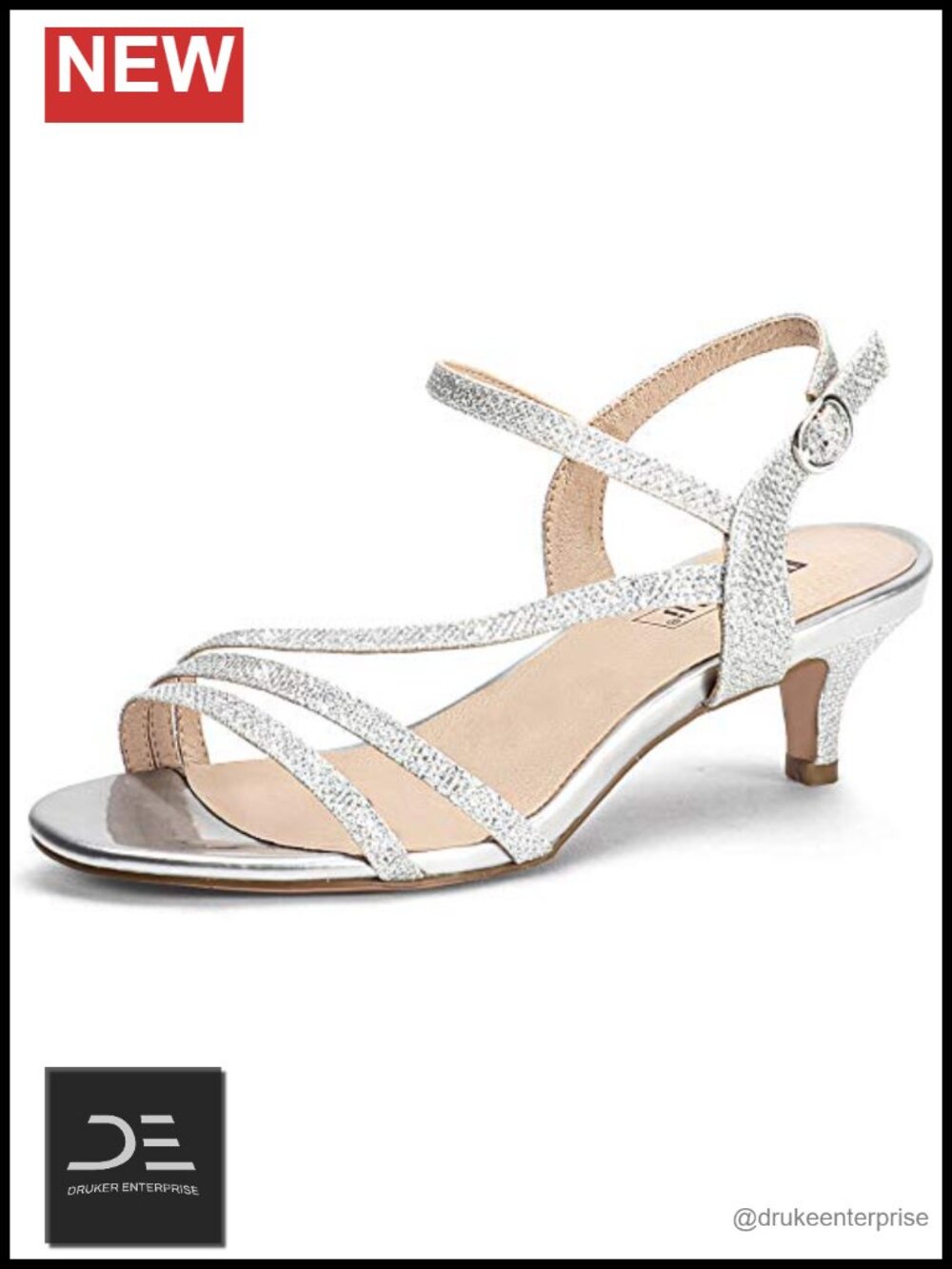 Strappy Slingback Kitten Heel Sandals, Open Toe, Dressy Low Heels for Women